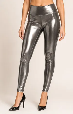 Athleta Elation Shine Leggings LP Black High Rise Metallic Ankle Lustre thumbnail 1
