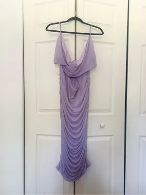 Petal & Pup Purple Lavender Ruched Chiffon Cut Out Midi Dress Wedding Guest XL thumbnail 3