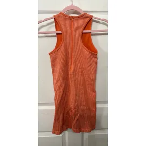 New Mix Orange Ribbed One-Piece Compression Exercise Shorts Suit, L/XL thumbnail 4