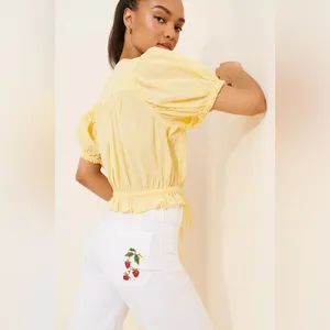 Anthropologie NWOT Maeve The Colette Cropped Wide-Leg Pants: Embroidered Edition thumbnail 6