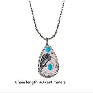 NEW Silver Turquoise Teardrop Pendant‎ Necklace Western Southwestern Cowgirl thumbnail 7