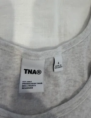 Aritzia Heather Cloud White Tank TNA Ribbed Cropped thumbnail 2