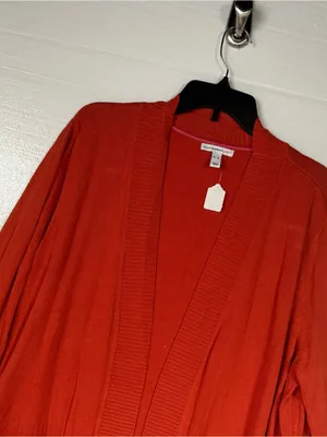Isaac Mizrahi Live Women XL Orange Open Front Cardigan Sweater Pockets Fall Long thumbnail 3