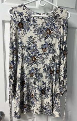 American Eagle Outfitters Blue and Brown Floral Dress thumbnail 1