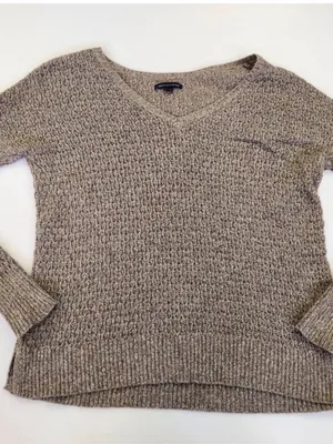 🌸American Eagle Outfitters Women's Cable Knit Sweater V-Neck Grey XSMALL thumbnail 8