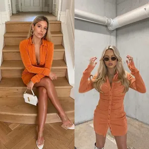 With Jean Andy Dress‎ in Maple Orange XS Blogger Summer Polo LA Spring thumbnail 3