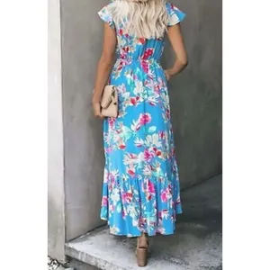 ✨VICI Deep V-Neck Bow Tie Front All Over Floral High Low Maxi Sz Medium Dress✨ thumbnail 5