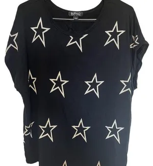 Buffalo David Bitton black with white stars short sleeve shirt size large thumbnail 1