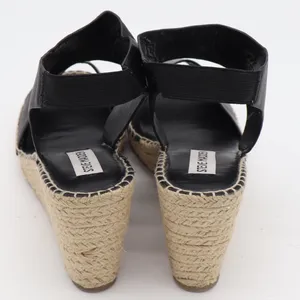 Steve Madden Wedge Sandal Womens 9 Edaya Black Espadrille Slingback Excellent thumbnail 4