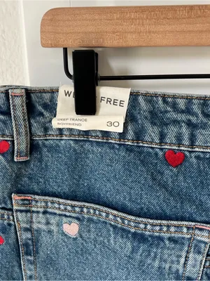 Free People We The Free Deep Trance Heart Embroidered Dropped Boyfriend Jeans thumbnail 6