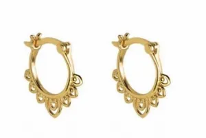 18K Gold Plated Hollow Flower Hoop Earrings for Women thumbnail 2