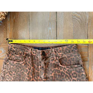 Denim x Alexander Wang Bite Leopard Print Denim Shorts Women Brown Size 28 thumbnail 7