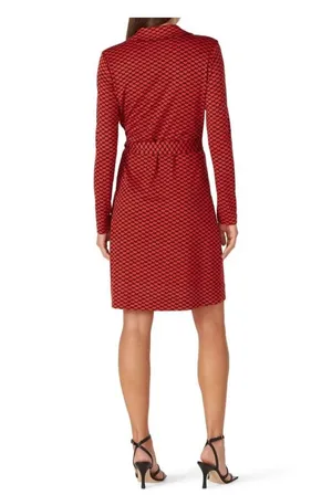 Diane Von Furstenberg silk wrap dress all-over heart print women's size large thumbnail 2