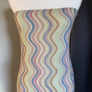 Zara Strapless Mesh Maxi‎ Dress Large Wavy Print Pastel Festival Boho NWT thumbnail 11