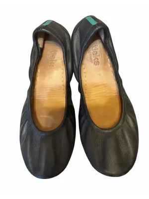 Tieks By Gavrieli Matte Black Leather Ballet Flats 7 Foldable Slip On Shoes thumbnail 1