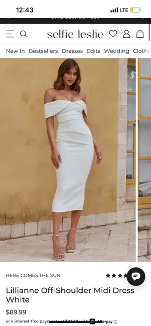 New Here Comes The Sun Lillianne Off-Shoulder Midi Dress Size Large MSRP $89 thumbnail 2