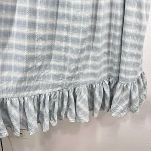 Storia Boho Cottagecore Plaid Ruffle Hem Sundress‎ Women Large Light Blue Cotton thumbnail 6