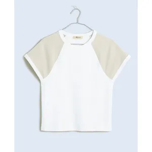 Madewell Raglan Sleeve Baby Tee Shirt Minimalist Basics Sporty Beige XXS NWT thumbnail 3