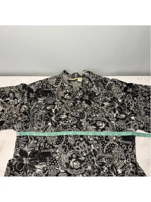 Vintage Victoria's Secret Gold Label Black White Floral Print Robe S thumbnail 5