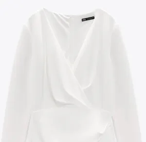 Zara white mini dress draped wrap long sleeve shower party wedding thumbnail 7