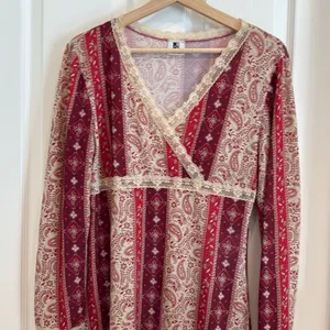 Y2k vintage paisley print lace detail babydoll flare sleeve tunic thumbnail 10