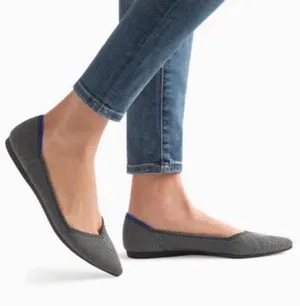 Rothy's The Point‎ Flat Gray Knit Pointed Toe Flats Size 8.5 thumbnail 1