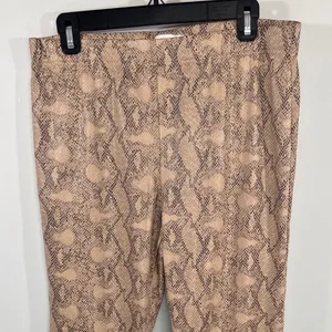 Elodie Tan Animal Print High Rise Flare Leg Pants Women XL NWT Retro Bohemian thumbnail 3
