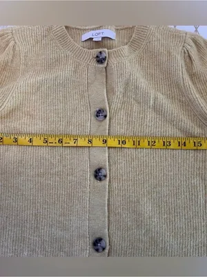 LOFT Soft Fuzzy Knit Button-Down Cardigan Size S thumbnail 6