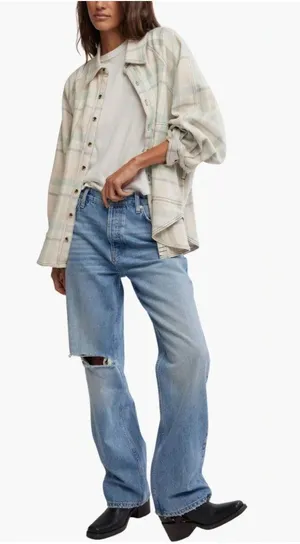 NWT Free People Holly Ripped Bootcut Jeans 28, CAMBRIDGE thumbnail 1