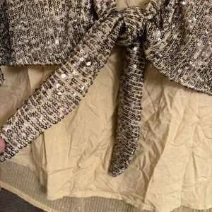 Free People Gold Sequin Lost In Your Light Tie Front Tank Top Small thumbnail 4