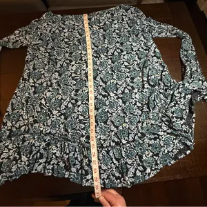 Free People Olivia Ruffled Tunic‎ Floral Dress Black and Deep Sea Green Boho M thumbnail 6
