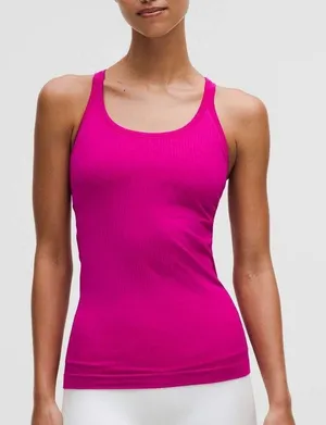 Lululemon Ebb To Street Tank Top Size 12 Pink Ribbed Racerback Yoga Pilates Gym thumbnail 1