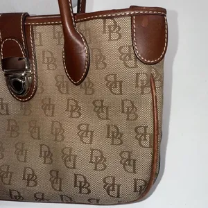 Vintage Dooney & Bourke Y2K Old Money Classic Leather Canvas Satchel Bag‎ Purse thumbnail 7