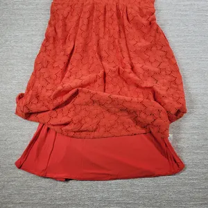 Anthropologie Leifnotes Dogflora Dress Womens L Orange Floral Lace Lined thumbnail 13