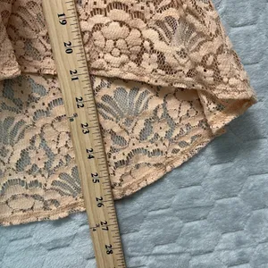 Womens Lace Sleeveless Blouse Peach M Sheer‎ Romantic Soft Girl Top Coquette thumbnail 5