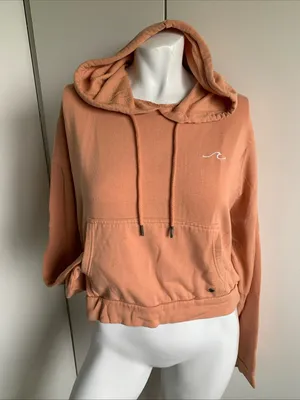 Roxy size small peach cropped long sleeve hoodie sweatshirt thumbnail 1