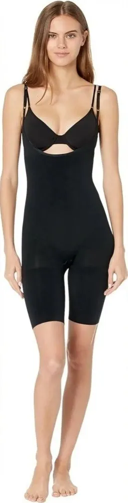 SPANX Shapewear for Power Series Open-Bust Mid-Thigh Bodysuit Black Size 1X thumbnail 1