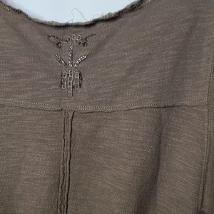 Free People slub embellished green gray crop top blouse sz Small thumbnail 8