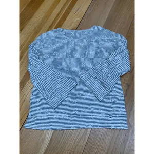 Lucky Brand Womens Grey White‎ Striped Floral Eyelet Long Sleeve Knit Top Small thumbnail 4