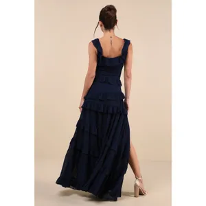 Lulus Compelling Romantic Dark Blue Ruffled Tiered Maxi Dress Holiday Gala Small thumbnail 3