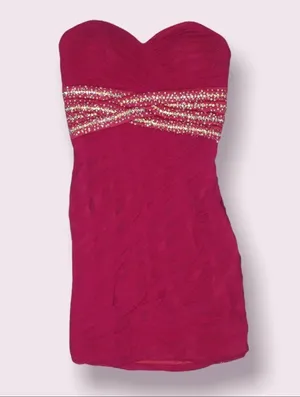 La Femme mesh wrap strapless bodycon mini dress thumbnail 7