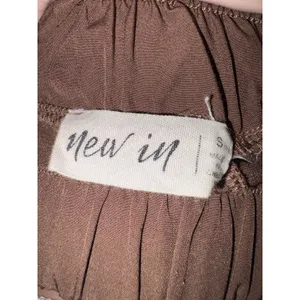 New In Women's Brown Pleated Jogger Pants S Elastic Waist Pockets Tapered thumbnail 2