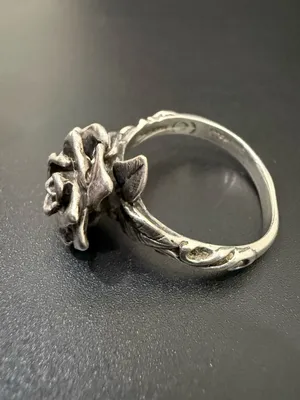 Vintage Signed MARAVA Oxidized Sterling Silver Full Bloom 3D Rose Ring Size 9 thumbnail 3