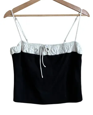 Reformation Colorblock Cami Tank Top Large Black White Womens Deadstock Knit thumbnail 1