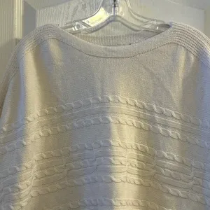 LOFT Cream Cable Knit Button Side Poncho‎ Sweater Top Womens Size S thumbnail 7