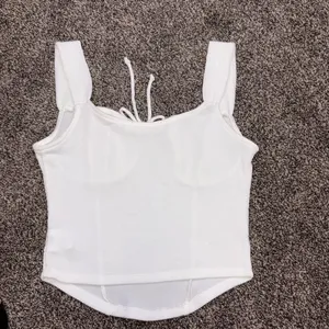 Lush Clothing white ribbed crop top with tie front detail, size S thumbnail 3
