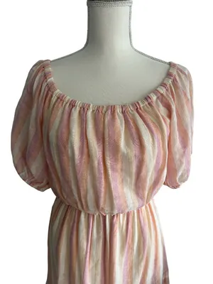 POOKIE & SEBASTIAN Striped Linen Blend Dress Size L thumbnail 3