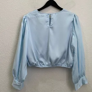PRETTY GARDEN 2-pc Satin Puff Sleeve Crop Top & Pallazo Pant Set Size M thumbnail 5
