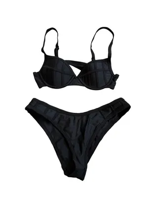 REFORM Swim Black Bikini Swimsuit Set Sz XS Top Sz M Bottoms thumbnail 6