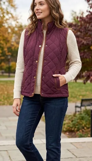 G.H.Bass & Co. Maroon Quilted Snap Button Vest Size XS thumbnail 1